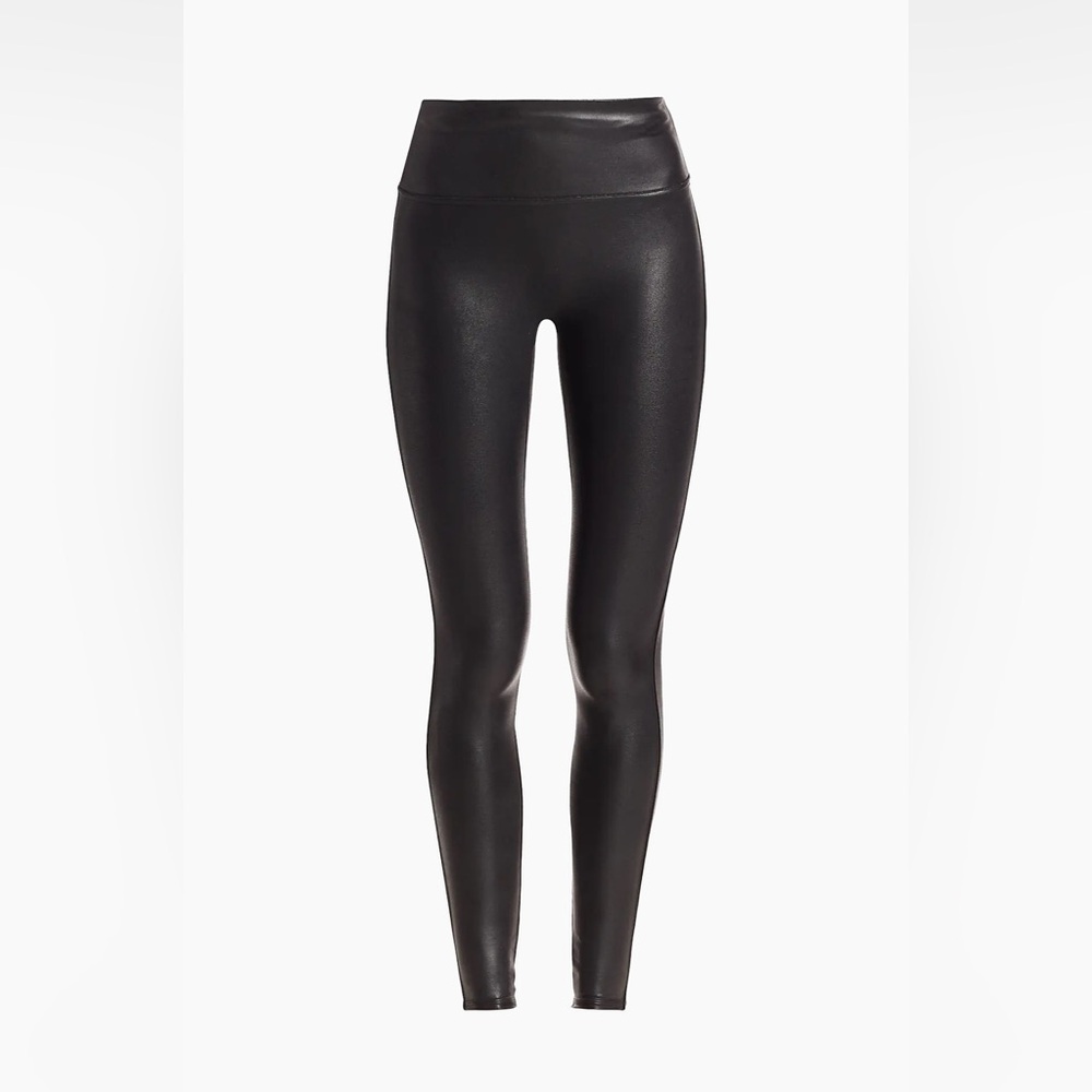SPANX Faux Leather Black Leggings. Like New! Womens Size M